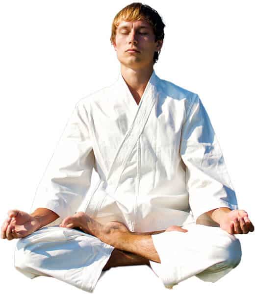 Martial Arts Lessons for Adults in Frisco TX - Young Man Thinking and Meditating in White